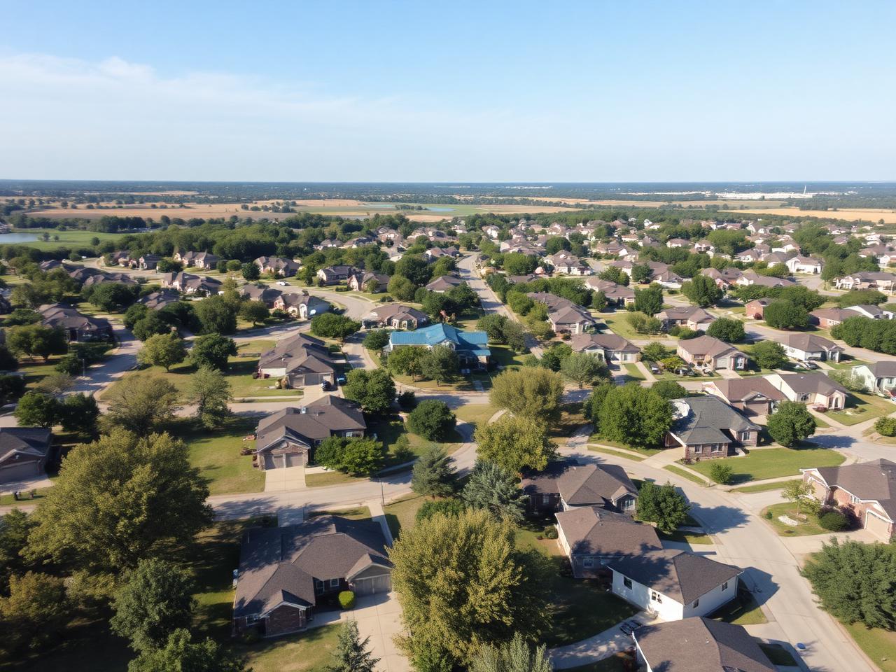 Aerial neighborhood drone shot