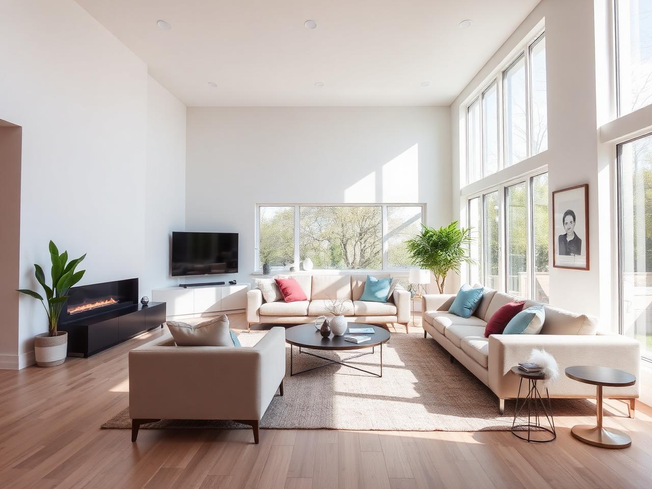 Bright modern living room interior